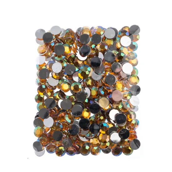 John Bead 12mm (SS50) Round Acrylic Flat Back Rhinestones, 400pcs Gold AB {4}