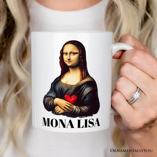 Valentine Style Mona Lisa Mug, Leonardo da Vinci Vintage Art Lover Gift {1}