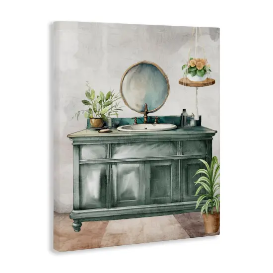 Stupell Industries Bath Greens Botanical Vanity Canvas, design by Kim Allen {3}