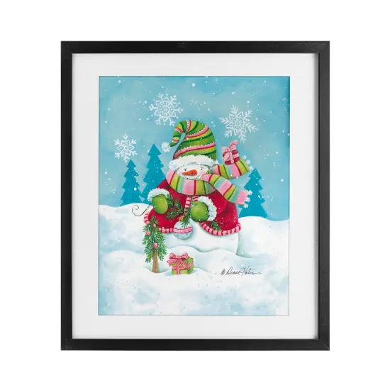 Stupell Industries Traditional Festive Snowman Framed Print Under Glass, design by Diane Kater {1}