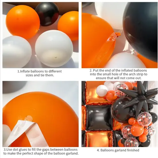25pcs Black and Orange Foil Square Balloon(Black & Orange) {3}