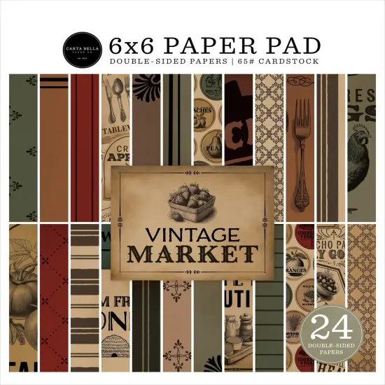 Carta Bella Double-Sided Paper Pad 6"X6"-Vintage Market {1}