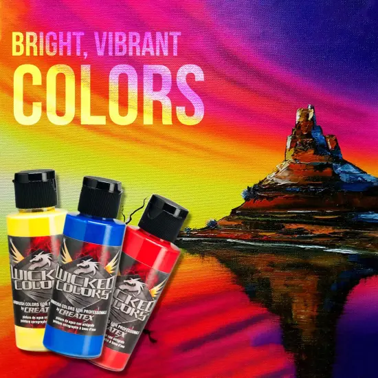 Multi-Purpose Airbrushing Kit with Cool Runner II Dual Fan Air Compressor, Air Hose & 6 Wicked Createx Colors {6}