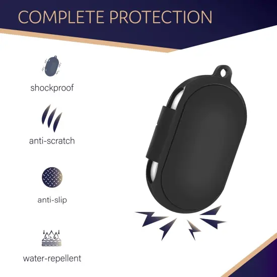 For Galaxy Buds+ / Buds Case, Protective Silicone Cover with Carabiner Keychain Compatible with Samsung Galaxy Buds+ Plus 2020 Buds 2019 Wireless Earbuds, Black (4 Color Options) by Insten {2}