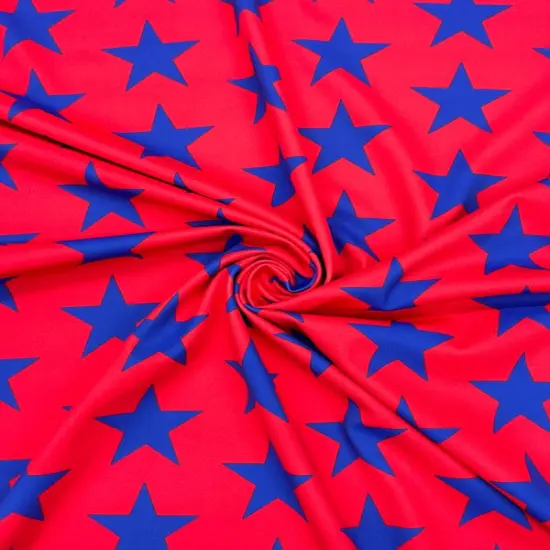 1 Yard Red and Blue Star Print Spandex Fabric for Swimwear Leggings Costumes 58"/60" Width {1}