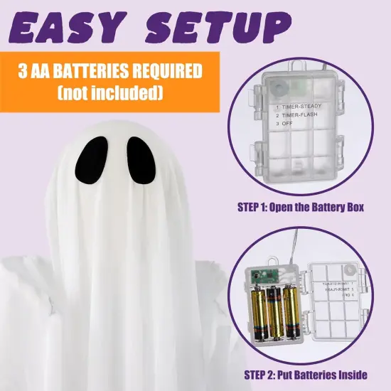 Hanging Light up Ghost Halloween Decor - Warm White {2}
