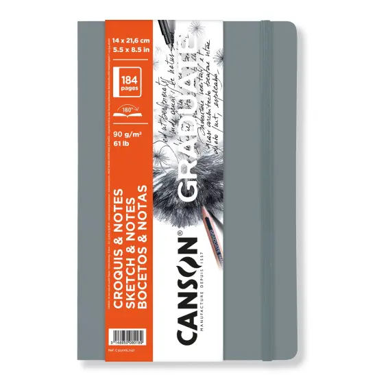 Canson Graduate Sketch & Notes Softcover Book Grey 5.5"x8.5"-92 sheets {1}