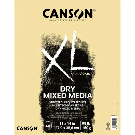 Canson XL Sand Grain Dry Mixed Media Pad Natural 11"X14"-Fold Over, 40 Sheets {1}
