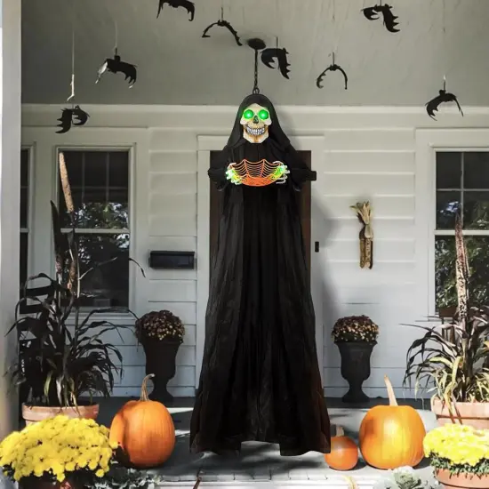 Halloween Hanging Animated Skeleton Ghost Decoration with Sound {5}