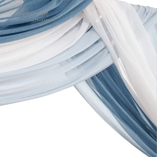 Wedding Arch Draping Fabric 3 Panels 20Ft Chiffon Fabric Drapes Arbor Drapery Wedding Ceremony Reception Swag Decorations (Dusty Blue +Powder Blue +White) {4}