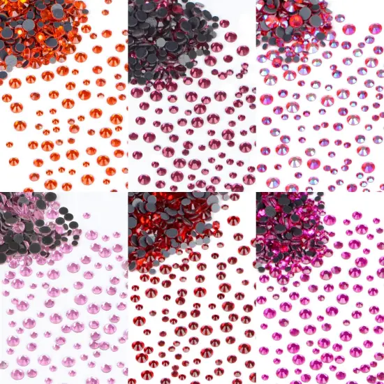 4500pcs+ Flatback Glass Hotfix Iron On Rhinestones Crystal for DIY Making with 1 Tweezer & 1 Picking Pen for Shoes, Clothes, Face Art, Bags, Manicure (3-Sizes,6-colors, Red Color Series) {4}