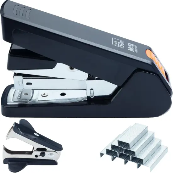 Stapler for Desk, 50 Sheet Effortless Stapler, Desktop Stapler with 1000 Staples and Remover, One Finger Touch Stapling, Heavy Duty Office Home Stapler, Portable Handheld Stapler Black {1}