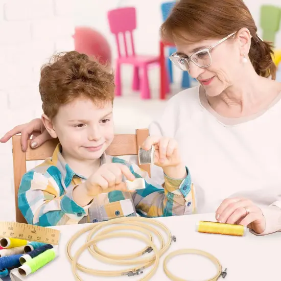 6 Pieces Embroidery Hoops Adjustable Circle Cross Stitch Hoop Ring 4 inch to 10 inch Bulk Round Embroidery Hoop for Art Craft Handy Sewing and Christmas Decoration {5}