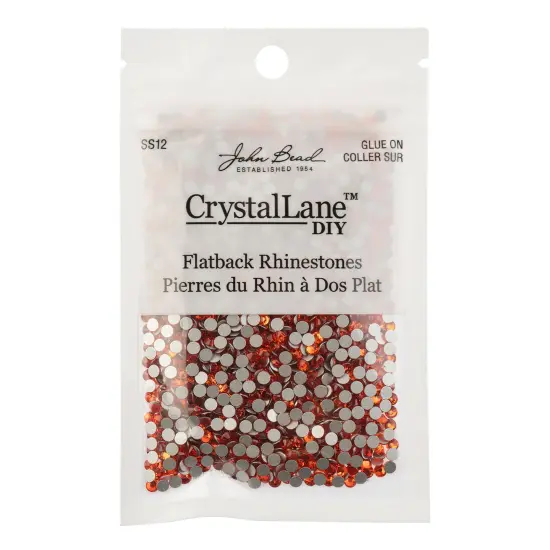 Crystal Lane DIY SS12 Glass Flatback Rhinestones, 2880pcs Orange {3}