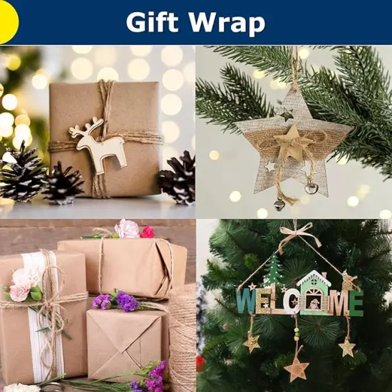 1800Feet Natural Jute Twine String, Bulk Hemp Jute Rope Cord Twine for Crafts Gardening, Gift Wrapping, Arts & Crafts, Wedding D&eacute;cor, Packing Material Burlap Ribbon, Christmas Twine {4}