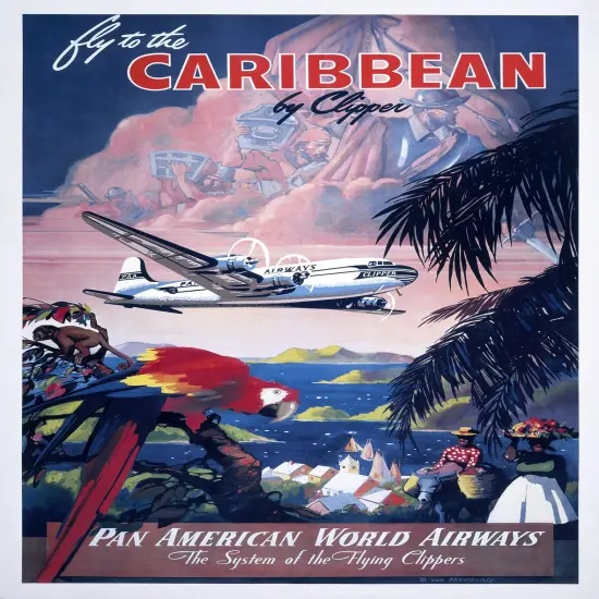 Caribbean Pan Am Vintage Travel Poster Prints {2}