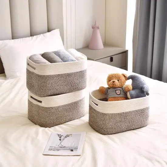 Storage Basket, Woven Baskets for Storage, Cotton Rope Baskets for Organizing {3}