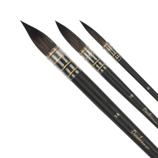 Creative Mark Danube Professional Watercolor Quill Brushes Set of 3 - #6, #10, #14- Kazan Squirrel and Synthetic Hair Watercolor Brushes for Painting {1}