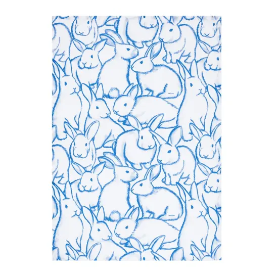 Blue Bunnies & Plaid Easter Spring Theme Kitchen Dishtowels Set of 2 {4}