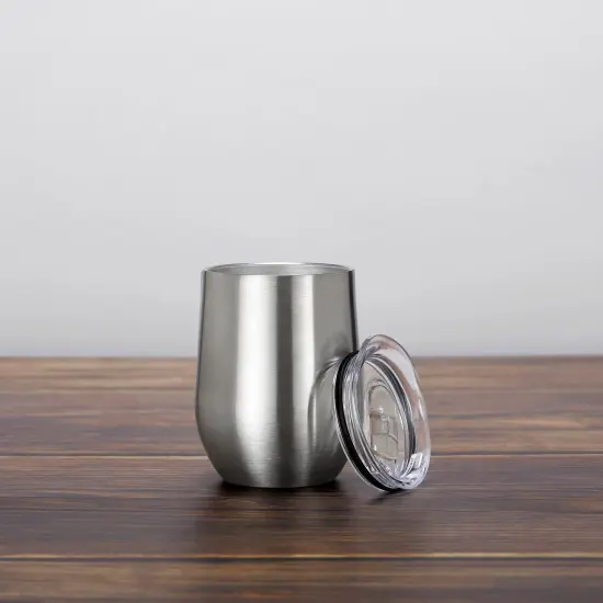 Makerflo 12 oz Stainless Steel Wine Tumbler with Clear Splash Proof Lid, Craft-Ready for DIY Gifts & Personalization (Epoxy, UV DTF, Vinyl, and Laser Engraving) {9}