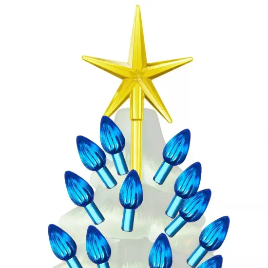 108 Replacement Blue Ceramic Christmas Tree Twist Light Bulbs, 3 Star Toppers {1}