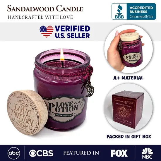 Love Potion Romantic Candle, Sandalwood Flavored Valentine Decor {3}