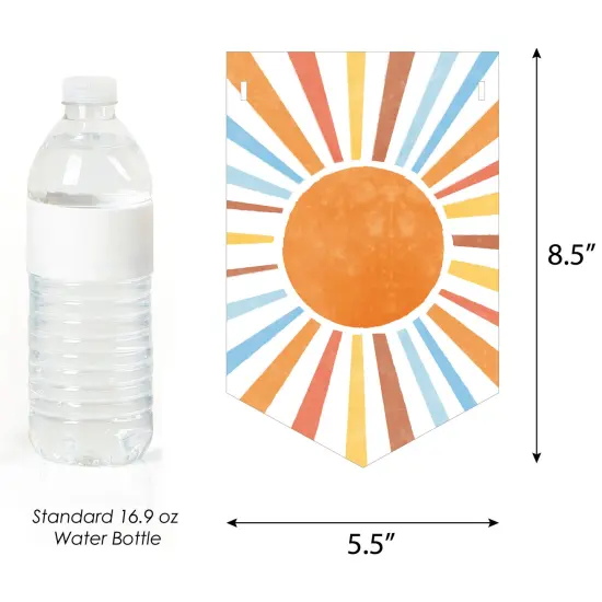 Big Dot of Happiness Here Comes The Son Banner, Boy Boho Baby Shower Bunting Wall Garland, Retro Sunshine Party Decorations {3}