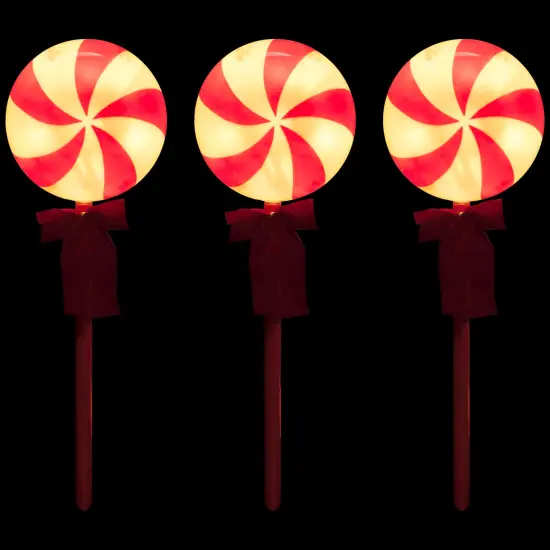 Northlight Lighted Peppermint Candy Christmas Outdoor Pathway Markers -16" - Set of 3 Red {4}