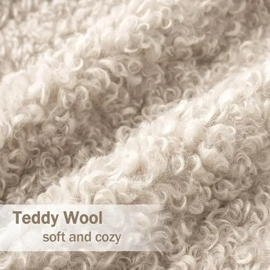 Pack of 2 Throw Pillow Covers 18x18 Inch Neutral Light Beige Faux Fur Decorative Sherpa Pillow Covers Fuzzy Accent Soft Sheepskin Fleece Cushion Cases for Boho Home Decor Couch Living Room Bed {2}