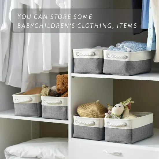 Storage Baskets for Shelf 6 Pack Canvas Storage Basket with Handles {4}