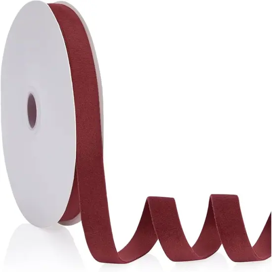 Burgundy Velvet Ribbon Double Faced 5/8 inch Continuous 20 Yards Use for Christmas Tree Ornaments, Gift Wrapping, Wreath Decoration, Wedding Boutonnieres, Handmade Crafts Bow Making {1}
