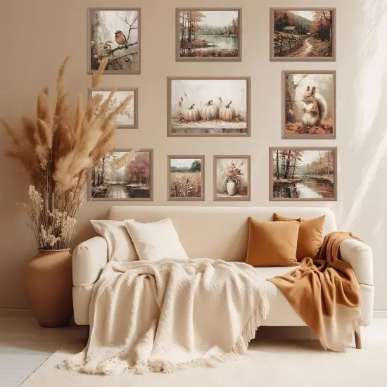 10Pcs Thanksgiving Fall Vintage Wall Art Prints Retro Autumn Scenery Paper Posters {3}