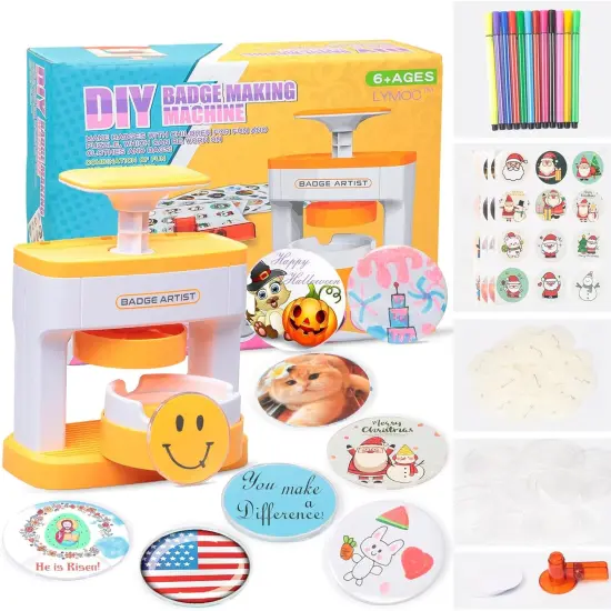 Badge Maker for Kids, 55 mm (2.16 inch) DIY Pin Button Maker Press Machine Badge Punch Kit {1}