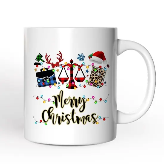 Law and Legal Theme Buffalo Plaid Christmas Mug, Lawyer and Paralegal Clerk Gift {1}