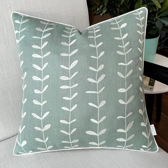 Hand Crafted Cotton Square Decorative Accent Throw Pillow Cover - for Master Bedroom, New Home, Anniversary, Farmhouse, Couch, Sofa - Lollipop-Light Teal, 18x18 Inches {1}