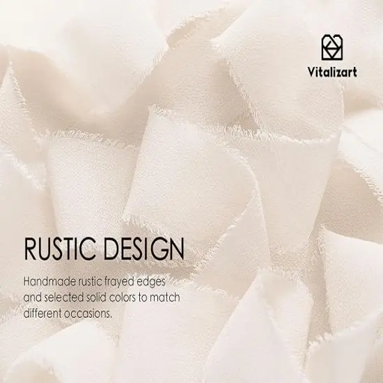 1" x 30 Yd Chiffon Ribbon Light Nude Silk Like Handmade Fringe Fabric Ribbons for Wedding Invitations Bridal Bouquets Party Decoration Gift Wrapping Bow Making {3}