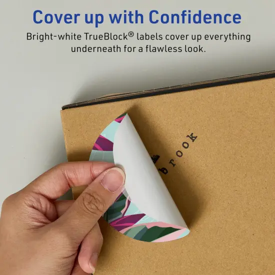 Avery TrueBlock Matte White Paper Labels,3-1/2" diameter Round {3}