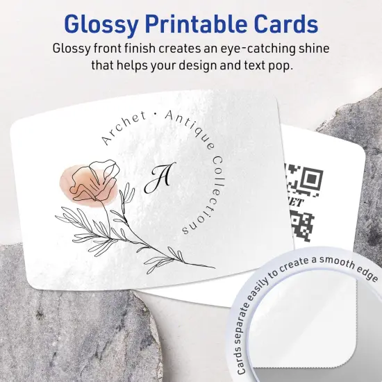Avery Printable Arched Rectangle Flat Cards, Sure Feed Technology, 5" x 7", Glossy White Cardstock, Laser/Inkjet Printable, 20 Total, Great for Product Branding, Marketing, and More {3}