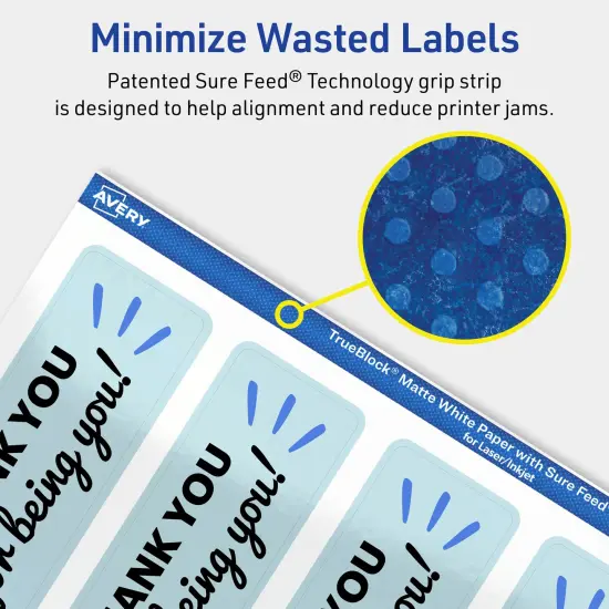 Avery TrueBlock Matte White Paper Labels,9-3/4" x 1-1/4" Rectangle {4}