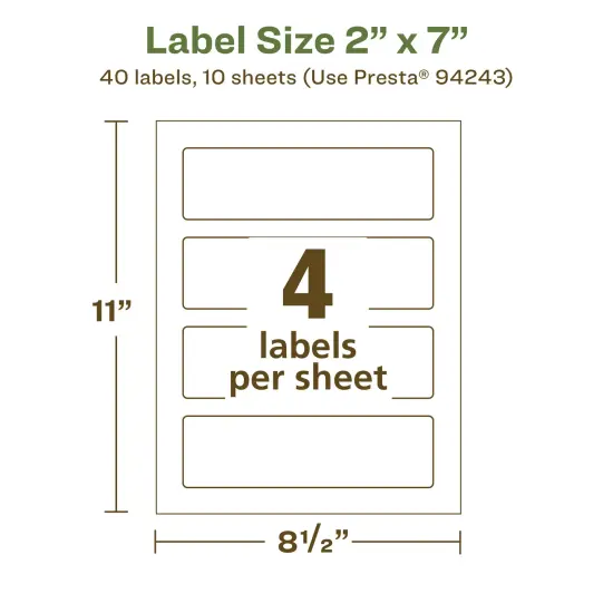 Avery Recycled Matte White Labels,2" x 7" Rectangle {5}