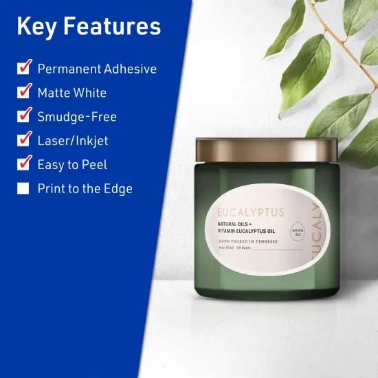 Avery TrueBlock Matte White Paper Labels,4-1/4" x 2-1/2" Oval {2}