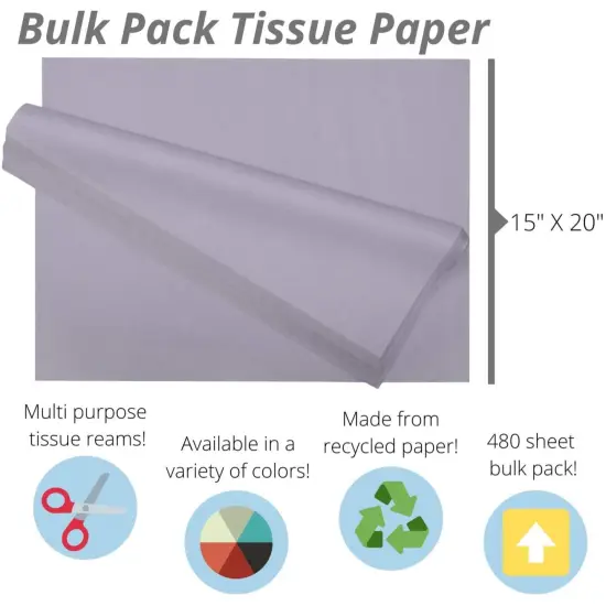 Tissue Paper for Gift Bags -20" X 30" Bulk Tissue Paper Dark Blue 480 Sheets - 10lb Newsprint for Packing, Birthday Gift Box Filler, Packing Supplies for Moving SuppliesSilver {2}