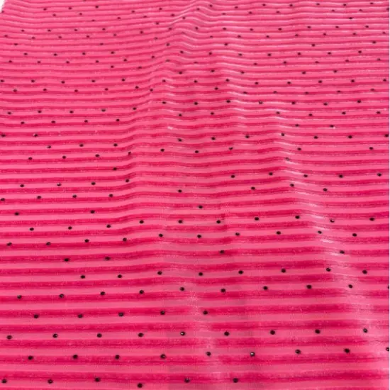 1 yard Hot Pink Stripe Jacquard Stretch Velvet Fabric for Dresses Pants Jackets Skirts and More {2}