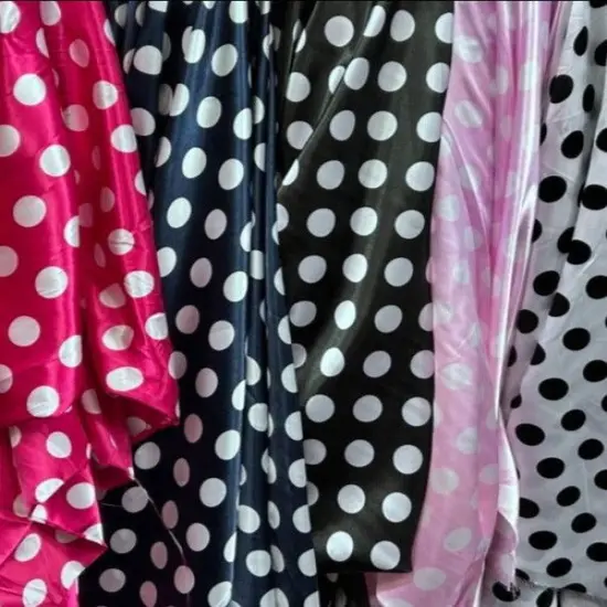 1 Yard One-Inch Polka Dot Charmeuse Satin Fabric for Apparel & Crafts 58/60" Width Fuchsia/White {5}