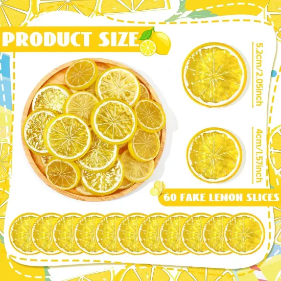 60 Pcs Fake Lemons Decor Mini Simulation Fruit Lemon Slices {2}