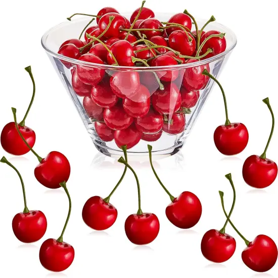 50 Pieces Fake Cherries Artificial Fruit Decorations {1}