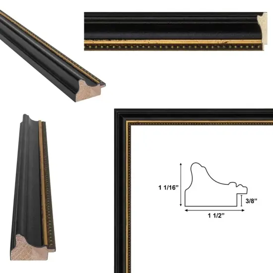 Modern Black Scoop With Gold Bead Picture Frame 12x36 frame {3}