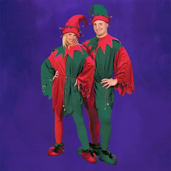 Fun World Red and Green Elf Unisex Adult Christmas Costume Set - One Size {4}