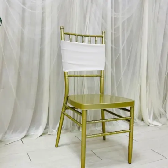 10 Pieces Stretchy White Spandex Chair Bands 7 x 13 Inches {3}