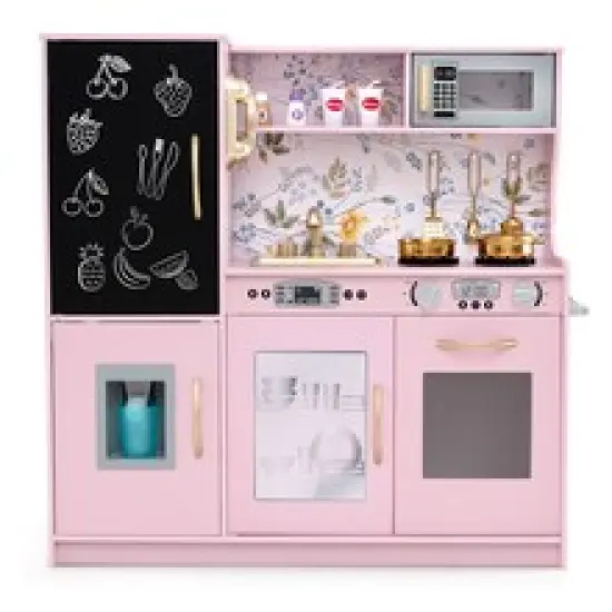 Wooden Pretend Play Kitchen Set for Toddlers, Boys & Girls Ages 3-6 with Cooking Accessories White {9}